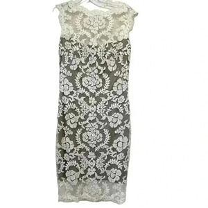 TADASHI SHOJI Women’s White Sequin Embroidered Sleeveless Formal Sheath Dress 6